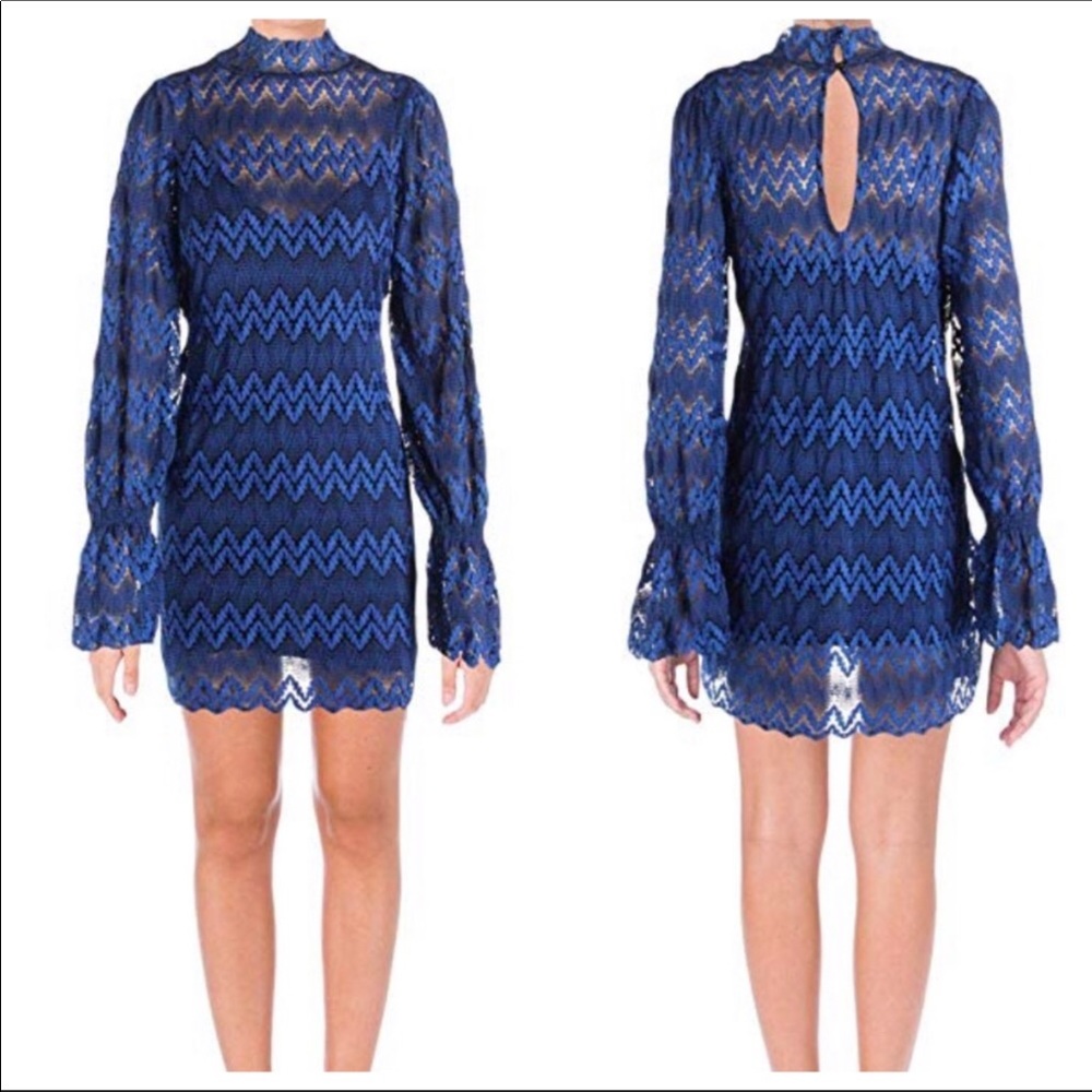 FREE PEOPLE SIMONE MOCK NECK LACE DRESS MINI